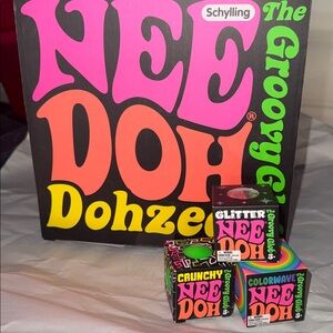 Nee Doh Dohzee Groovy Glob Purple Stress Ball and 3 mini various Groovy Globs